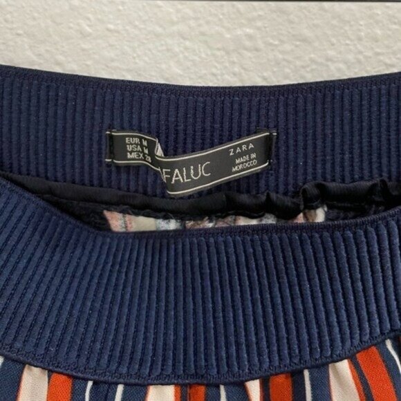 Zara High Rise Wide Leg Mod 70’s Crop Pants Striped Pockets Hippie Vintage - Picture 4 of 6